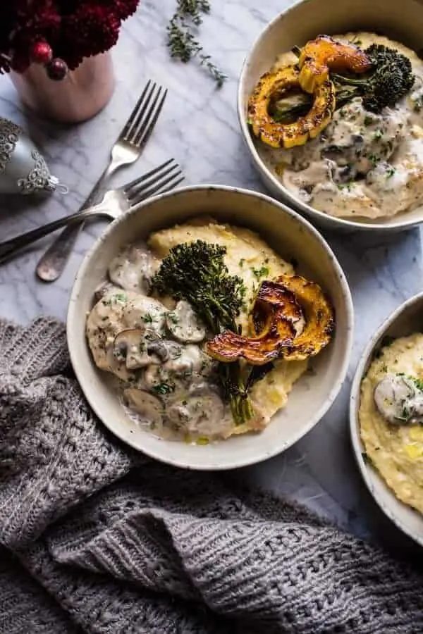 45-minute-truffled-mushroom-chicken-with-polenta-roasted-broccolini.