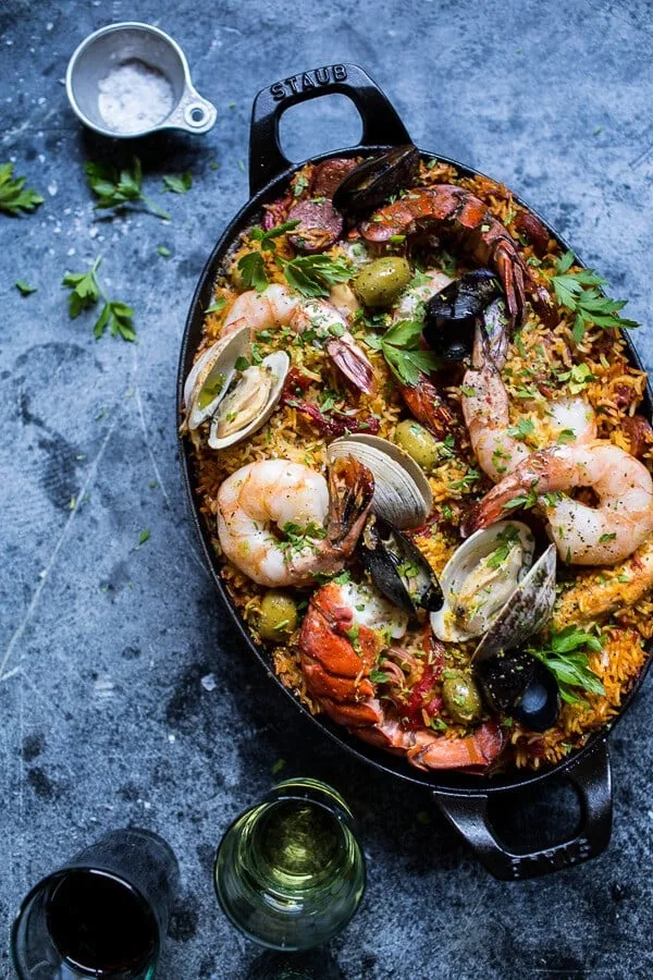 skillet-grilled-seafood-and-chorizo-paella