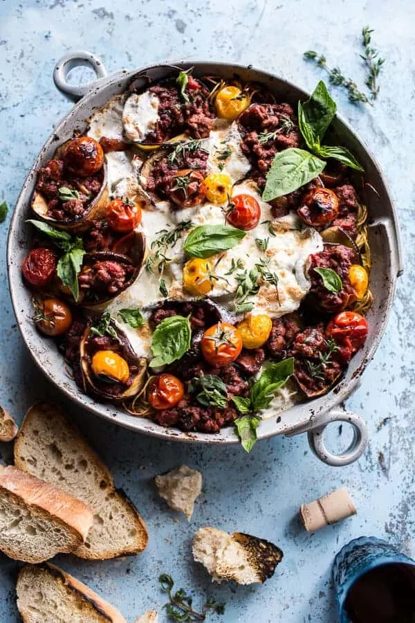 italian-turkey-and-tomato-basil-eggplant-roll-pasta-bake