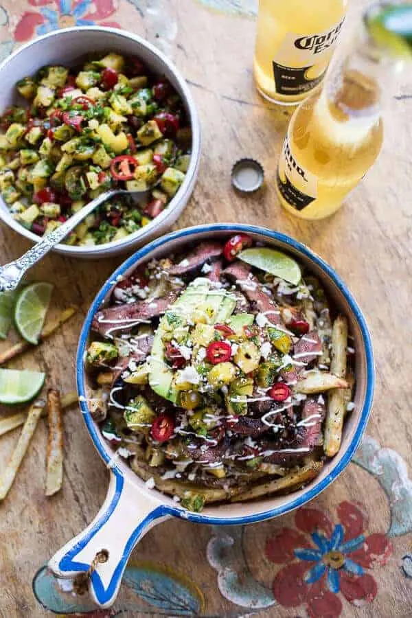 hawaiian-carne-asada-fries-with-grilled-pineapple-pico-de-gallo