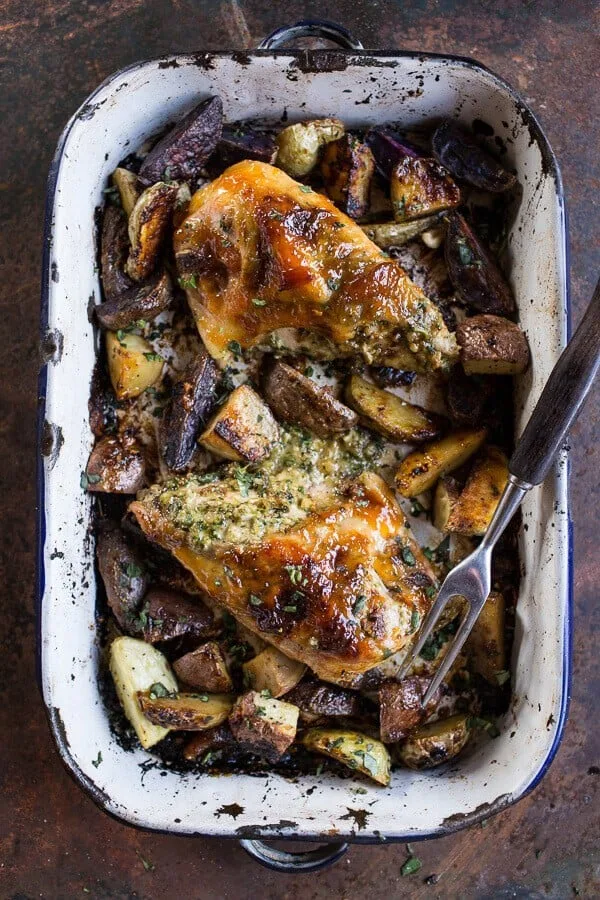 one-pan-apricot-glazed-walnut-and-brie-stuffed-chicken-breast-with-roasted-potatoes