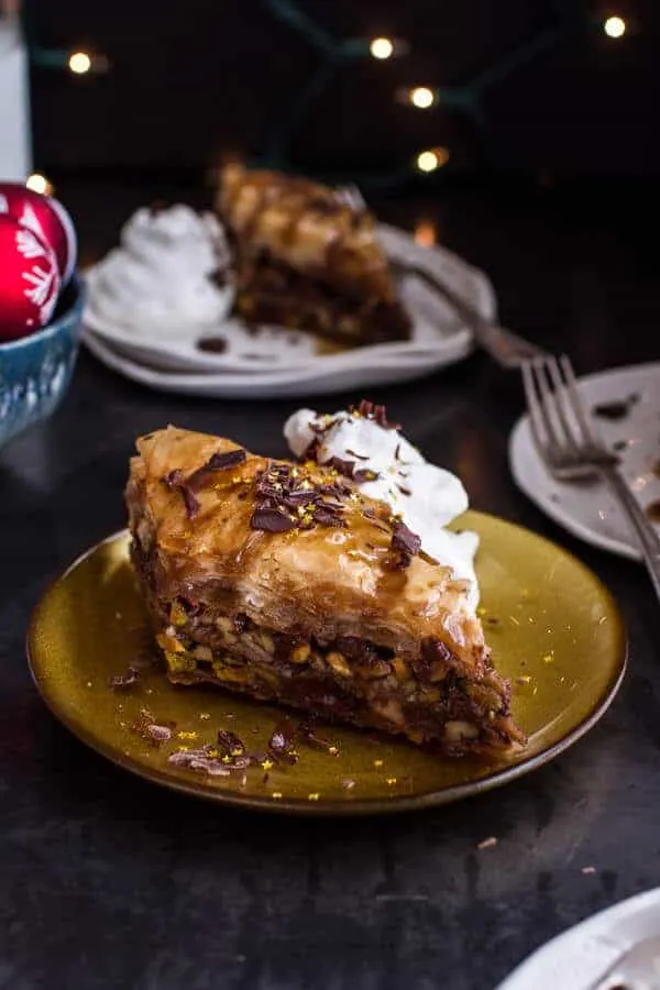 chocolate-"candy-bar"-baklava-with-butter-rum-sauce