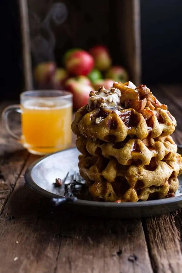 overnight-cider-pumpkin-waffles-wtoasted-pecan-butter-cider-syrup-spiced-apples.