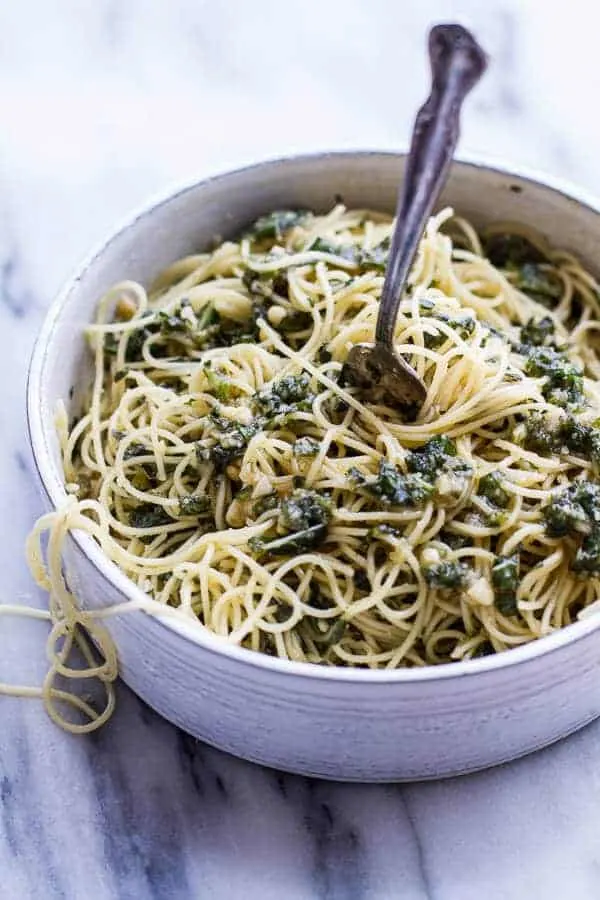 20-minute-brown-butter-chunky-basil-pesto-pasta.