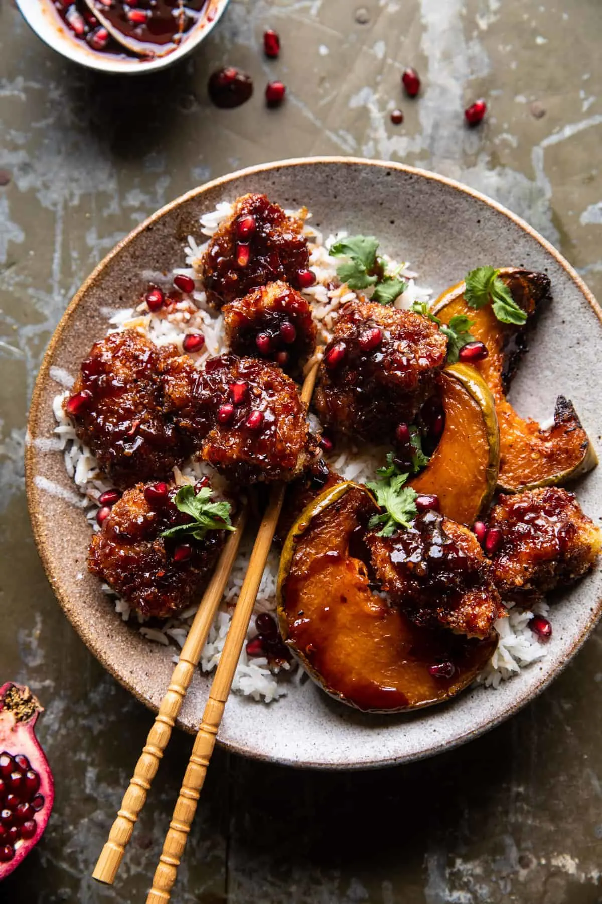 sheet-pan-sticky-pomegranate-chicken-and-honey-roasted-squash.