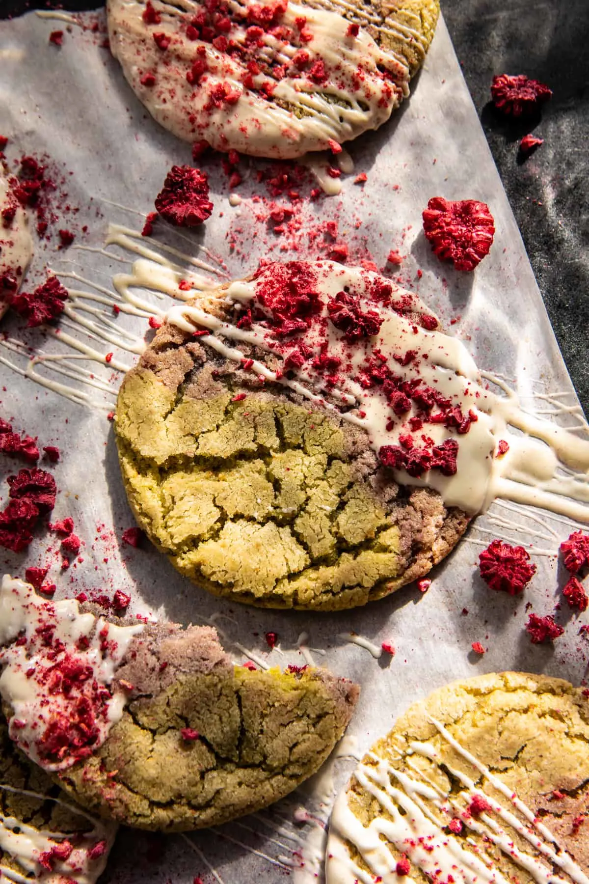 white-chocolate-raspberry-swirled-pistachio-cookies