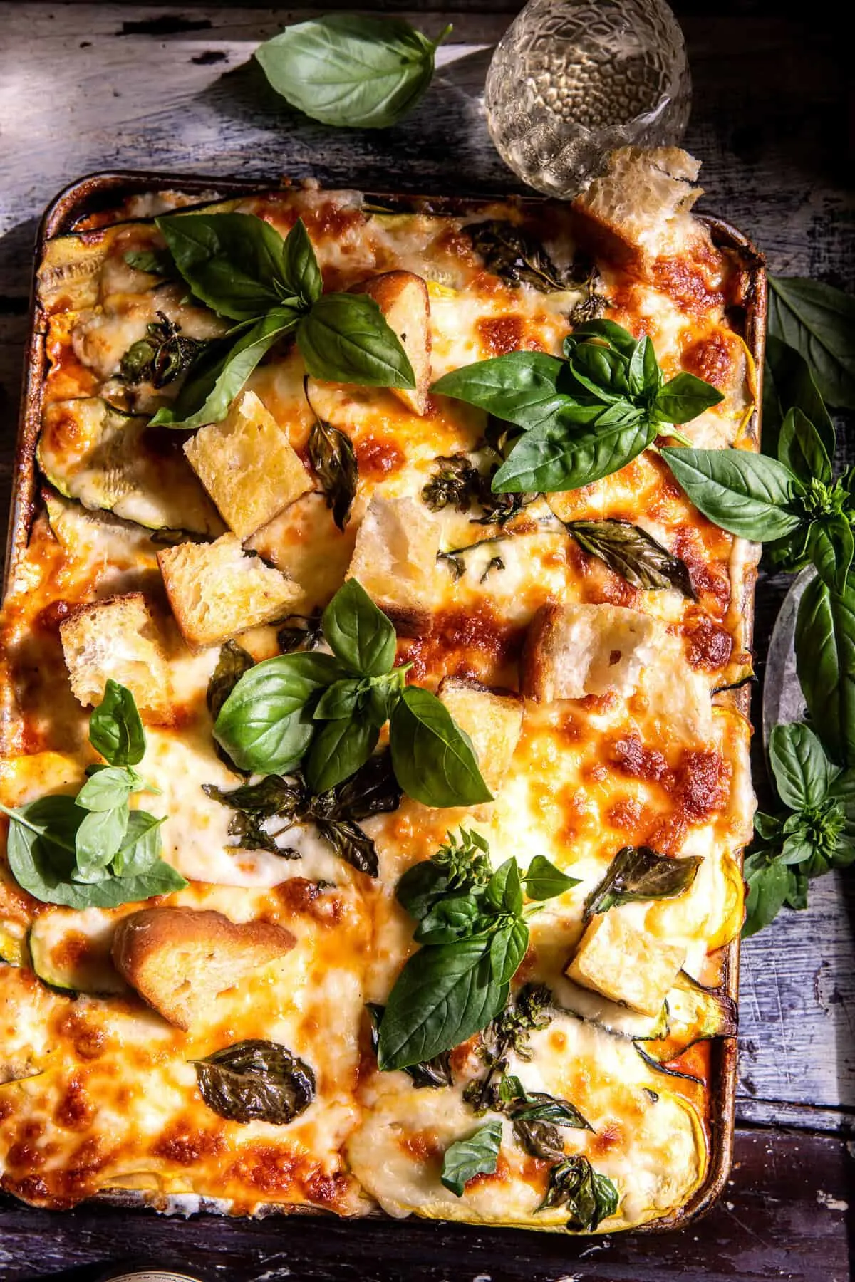 sheet-pan-zucchini-lasagna-with-garlic-butter-croutons