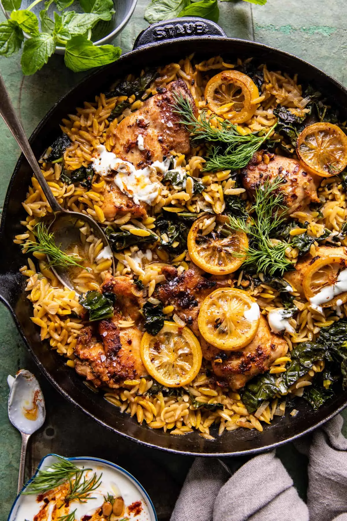 one-skillet-lemon-butter-dijon-chicken-and-orzo-with-feta-sauce