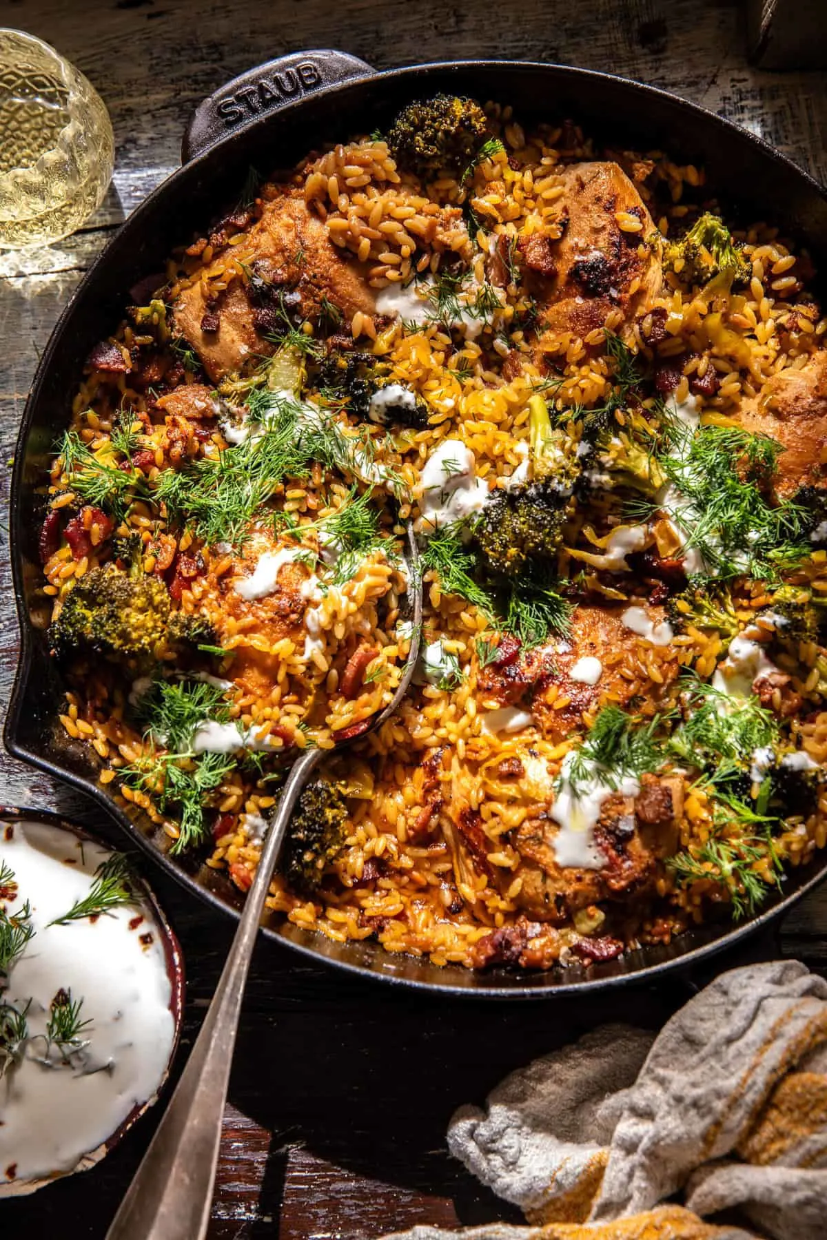 skillet-lemon-pepper-chicken-and-orzo-with-feta-sauce