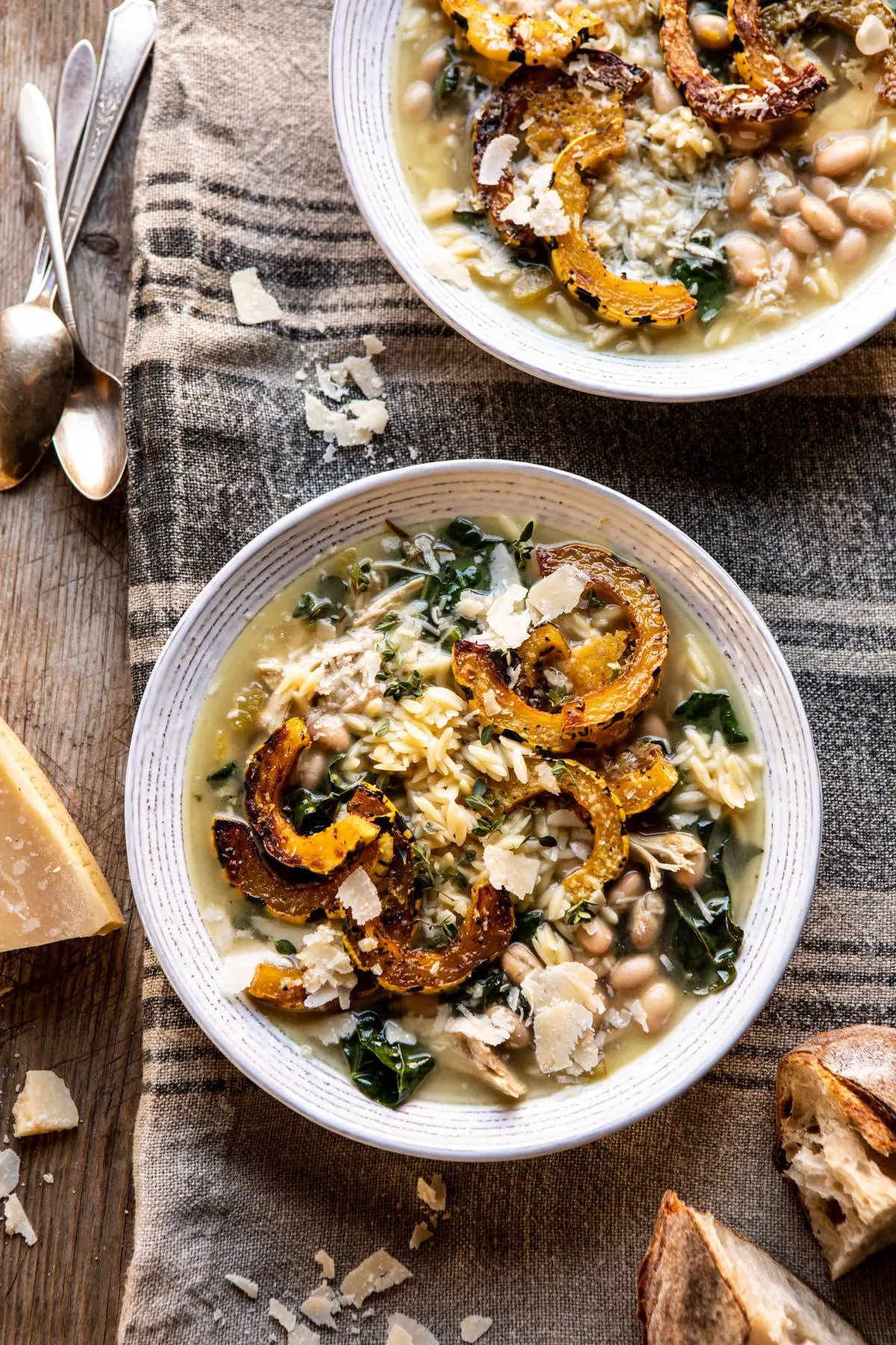 crockpot-parmesan-white-bean-chicken-soup-with-roasted-delicata-squash