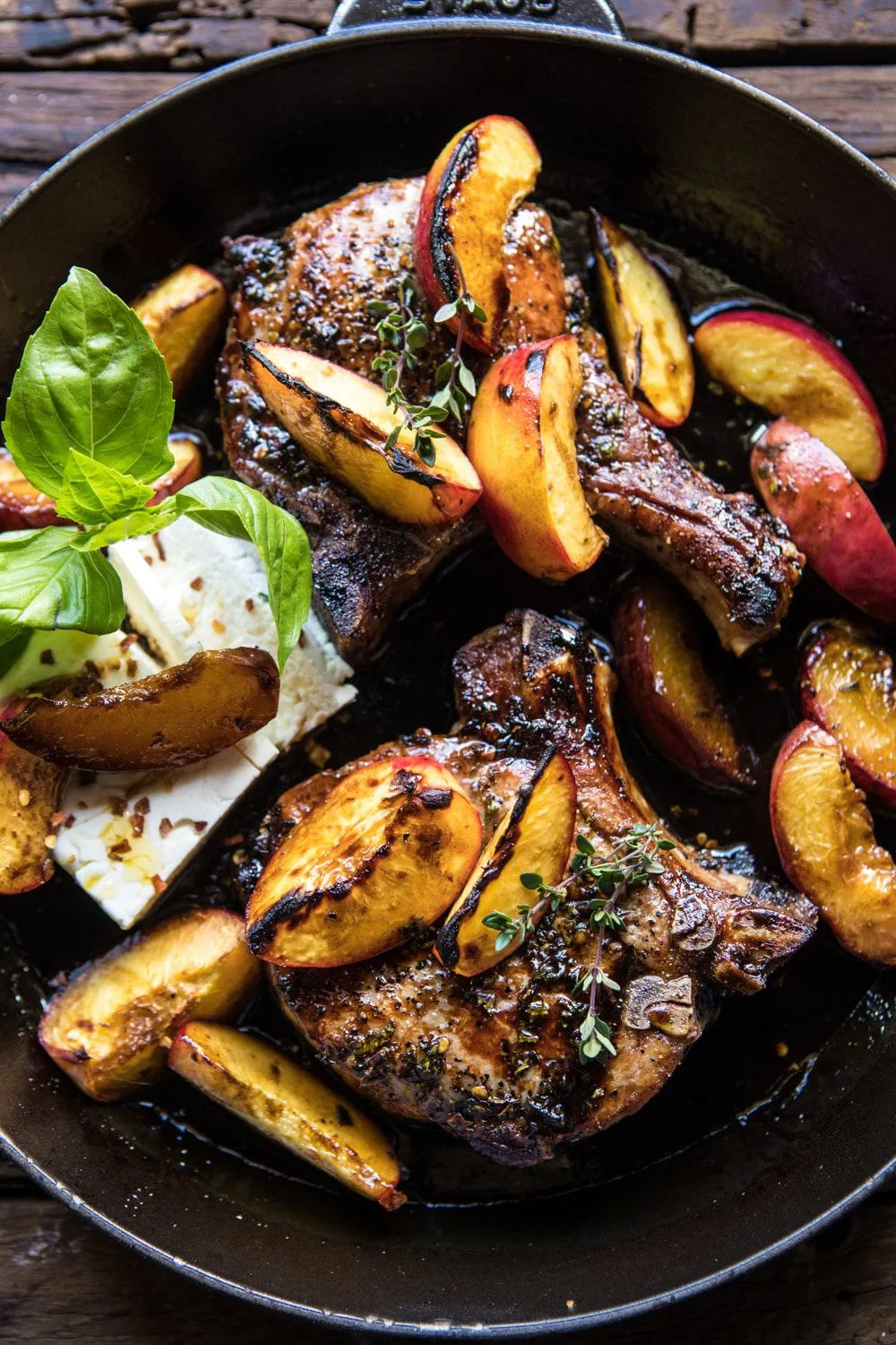 skillet-balsamic-peach-pork-chops-with-feta-and-basil