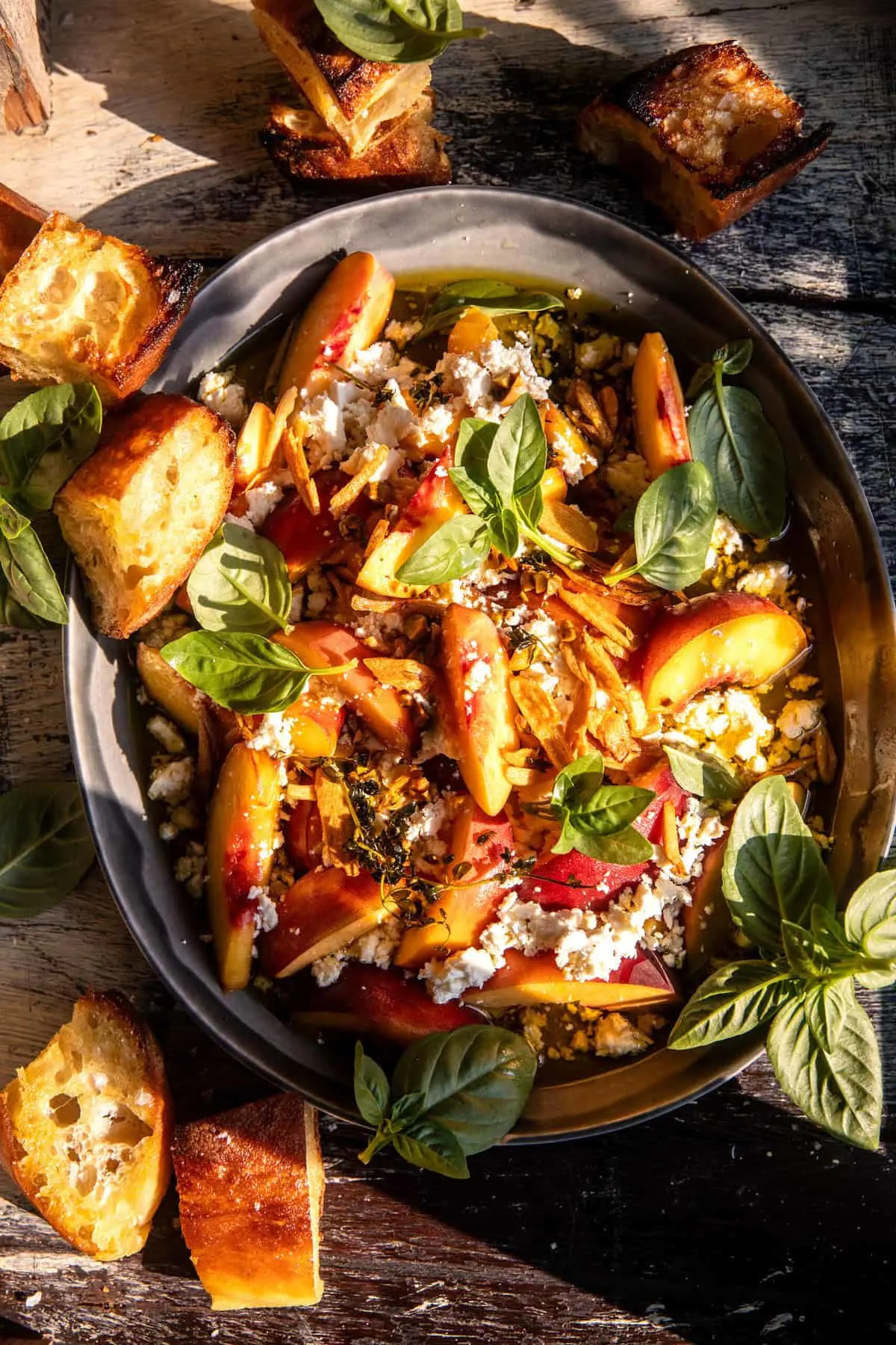 garlic-oil-feta-dip-with-peaches