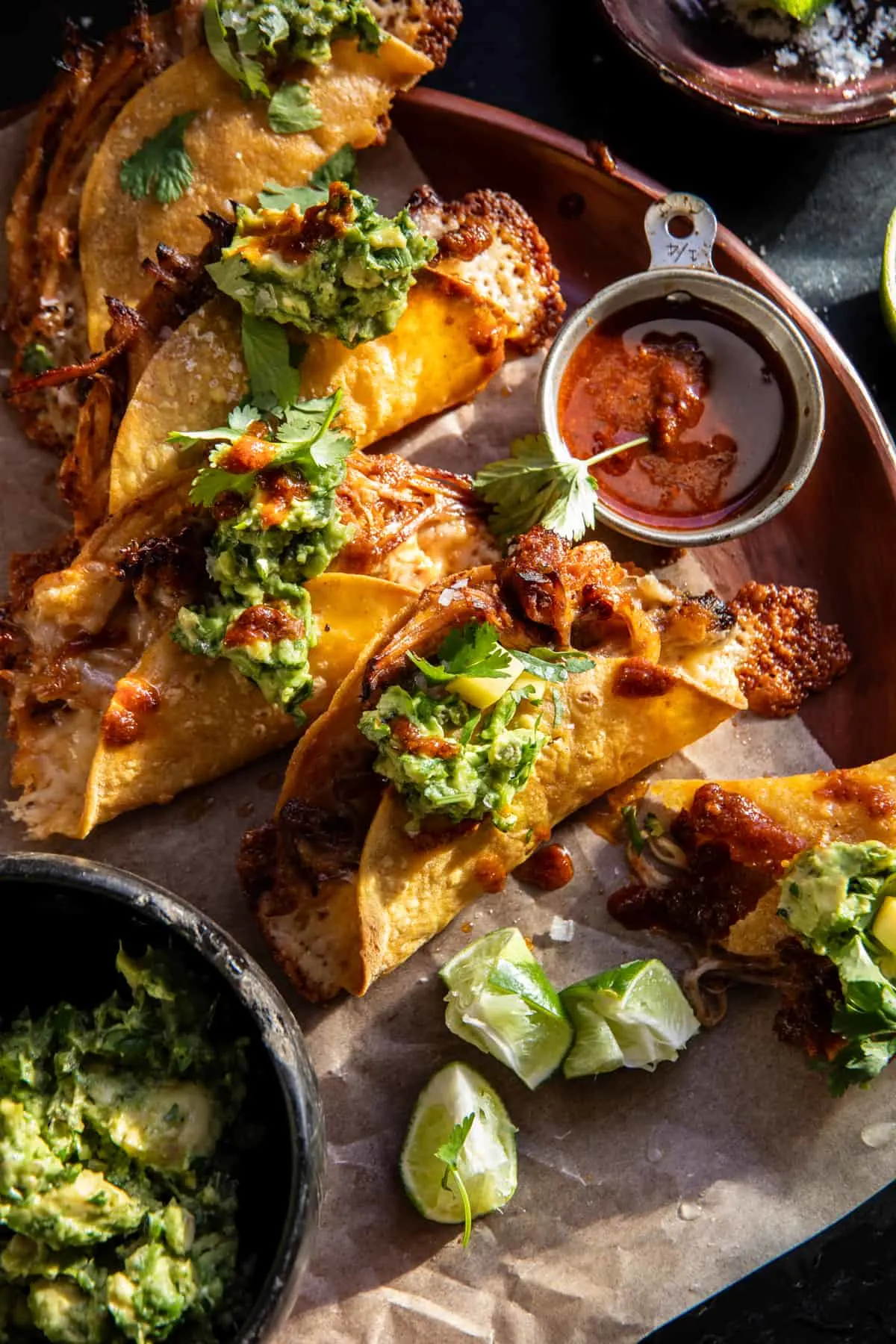 crispy-carnitas-tacos-with-roasted-jalapeno-lime-avocado