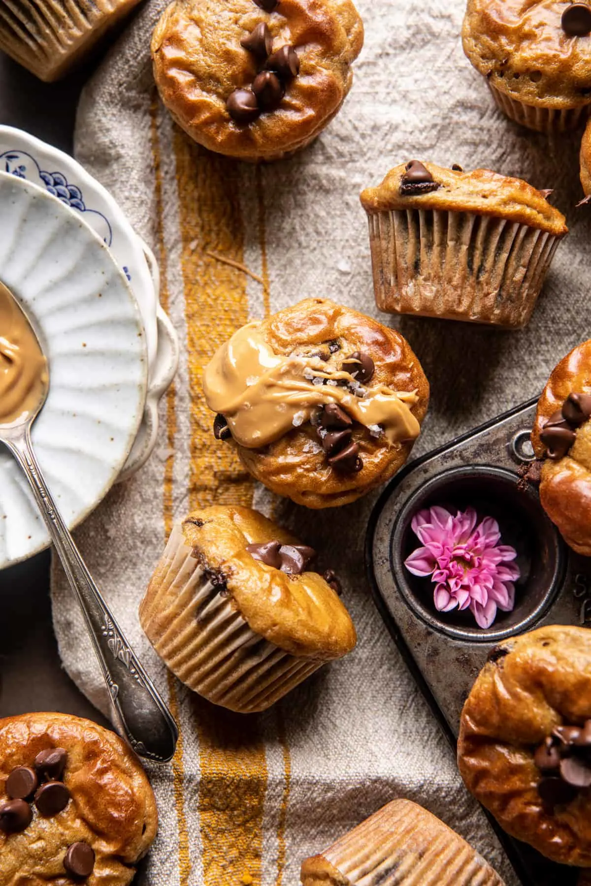 blender-cottage-cheese-chocolate-chip-peanut-butter-banana-muffins