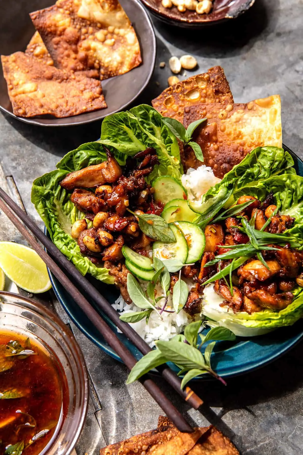 20-minute-ponzu-ginger-chicken-lettuce-bowls