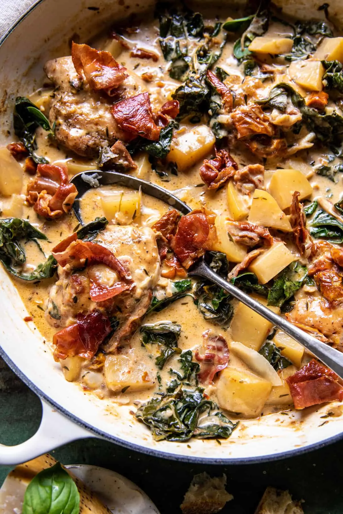 creamy-tuscan-chicken-with-crispy-prosciutto
