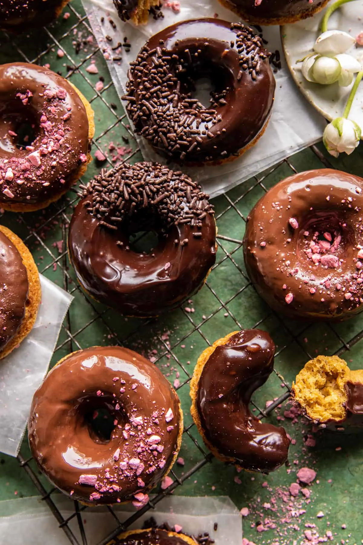 chocolate-glazed-peanut-butter-banana-doughnuts
