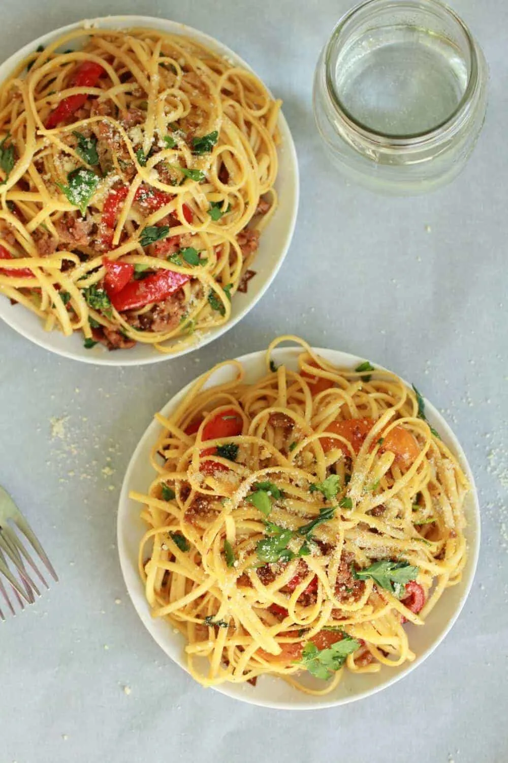 red-pepper-garlic-chicken-sausage-pasta