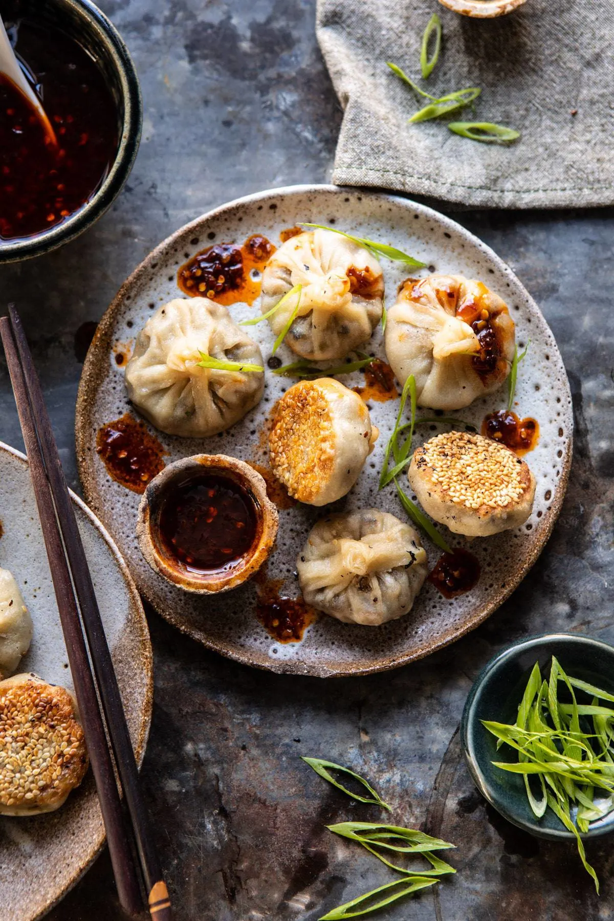 chinese-mushroom-dumplings-with-sweet-chili-ginger-sesame-sauce.
