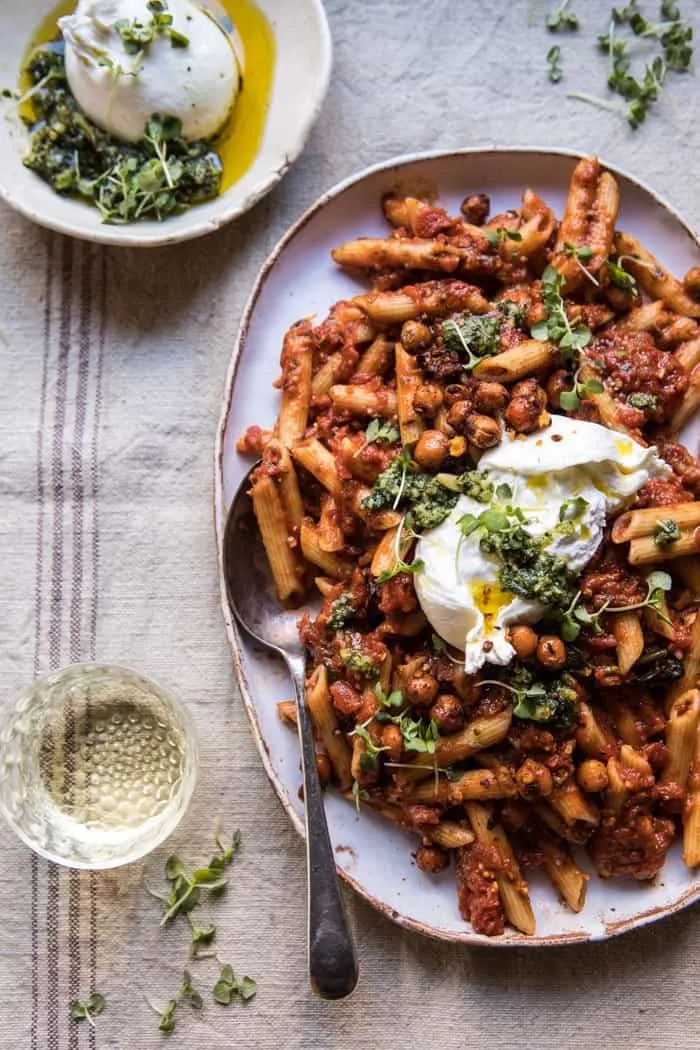 easiest-tomato-basil-penne-with-spicy-italian-chickpeas.