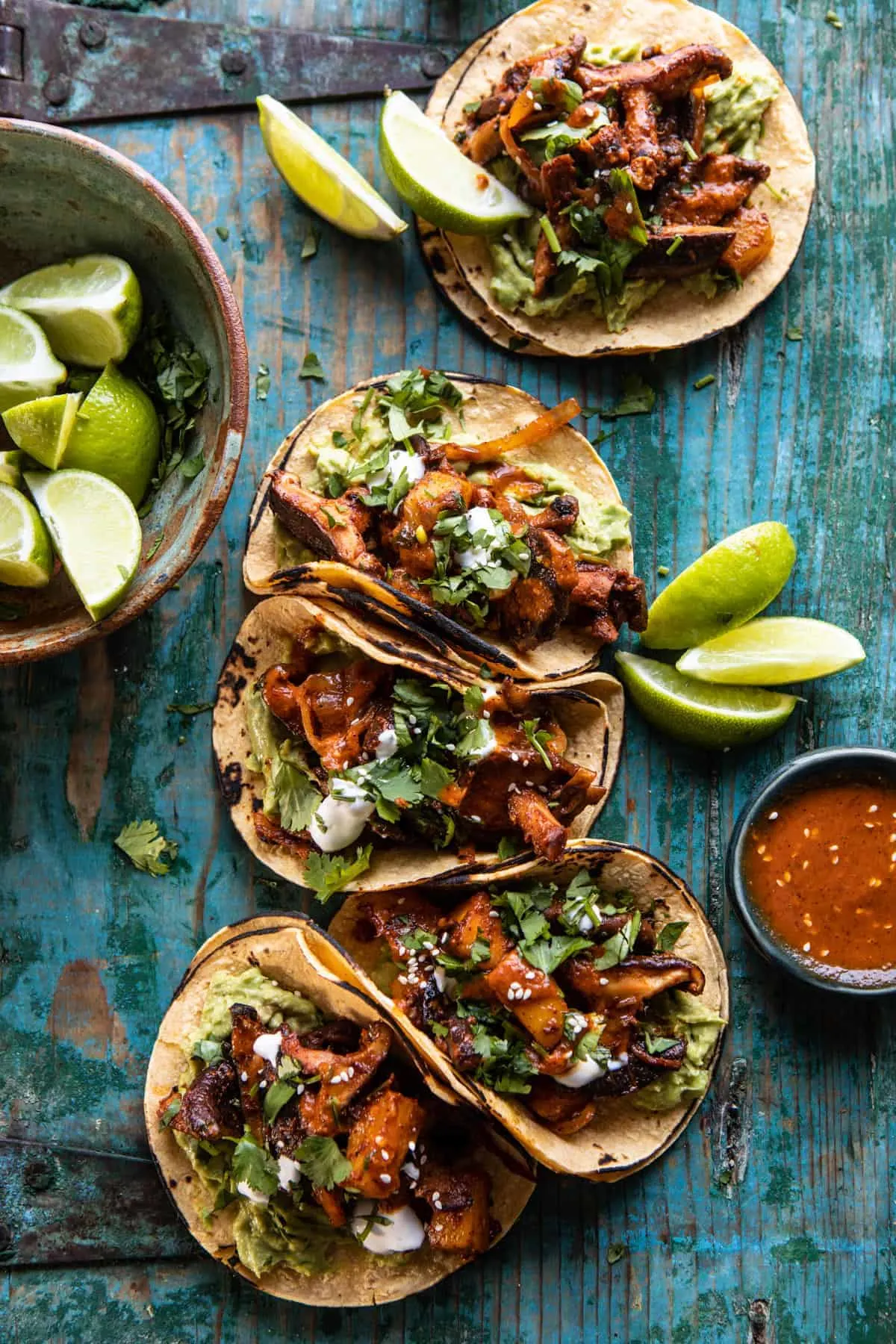 mushroom-al-pastor-tacos-with-garlic-lime-special-sauce