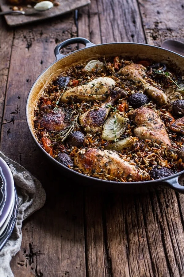 one-pot-autumn-herb-roasted-chicken-with-butter-toasted-wild-rice-pilaf