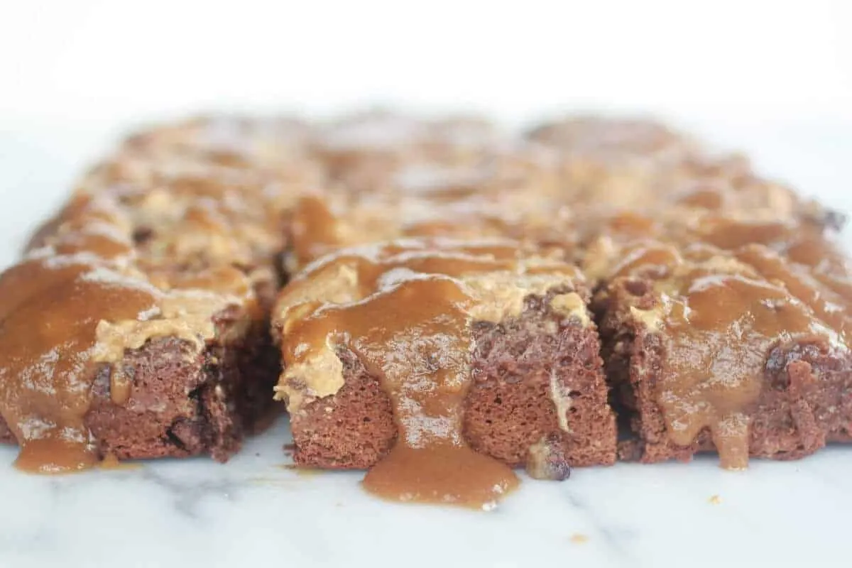 lightened-up-chocolate-peanut-butter-upside-down-banana-cake