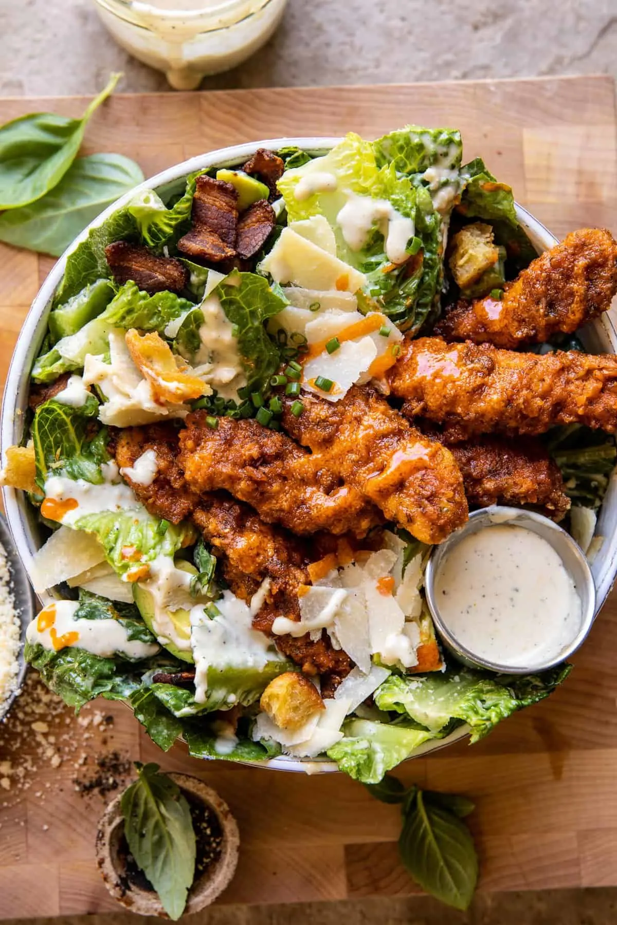 buffalo-ranch-pretzel-chicken-caesar-salad