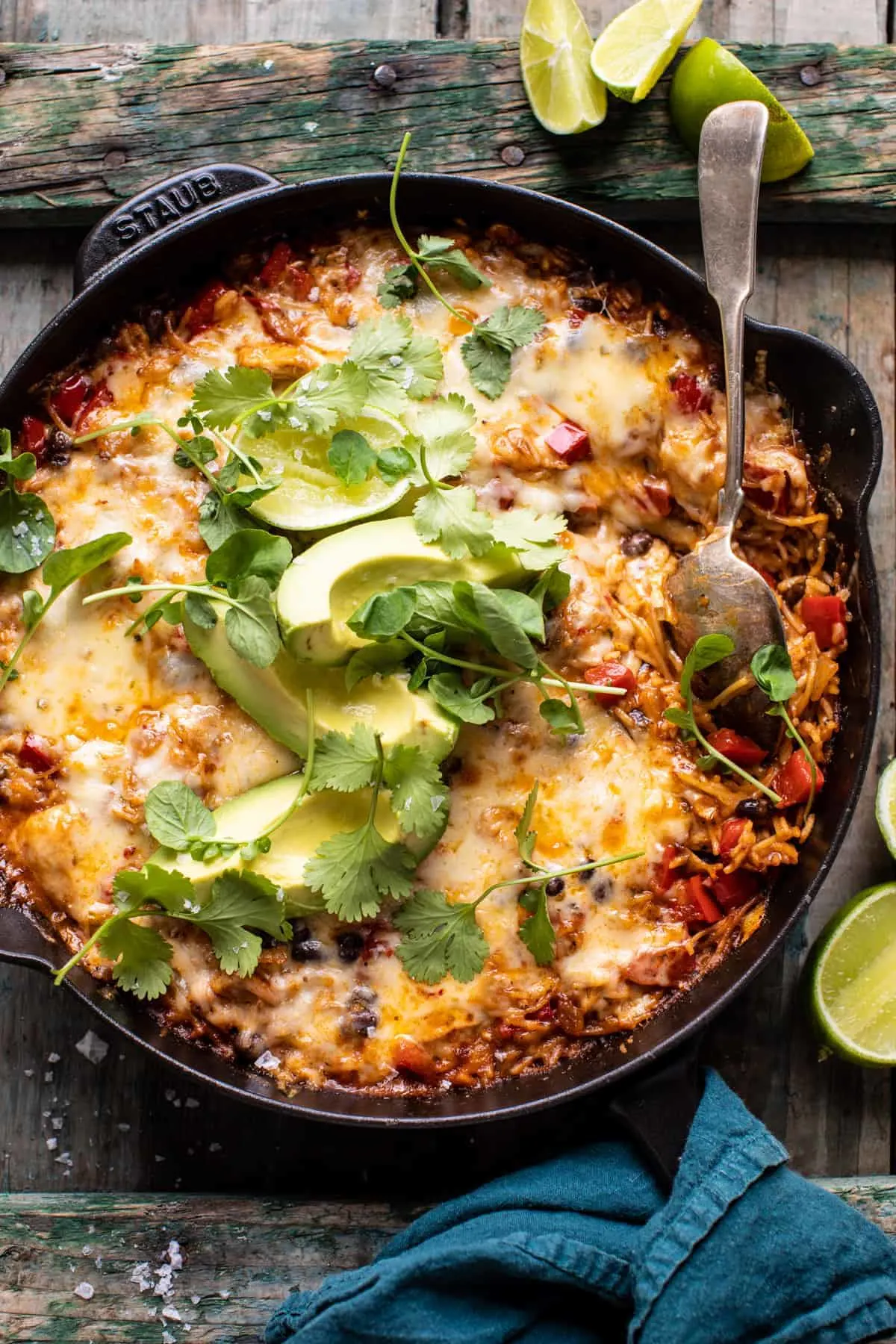 one-skillet-cheesy-cuban-chicken-rice-bake