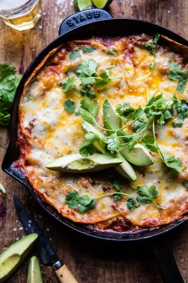 skillet-chicken-tinga-enchiladas