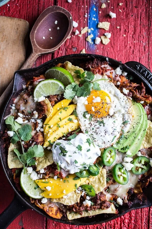 carnitas-chilaquiles-with-whipped-jalapeno-cream