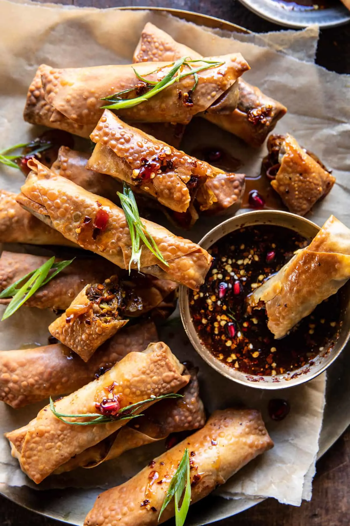 crispy-sesame-ginger-egg-rolls-with-sweet-chili-sauce