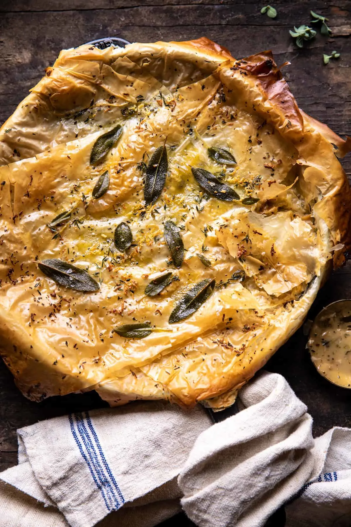 skillet-chicken-and-broccoli-pot-pie-with-garlic-butter-phyllo-crust