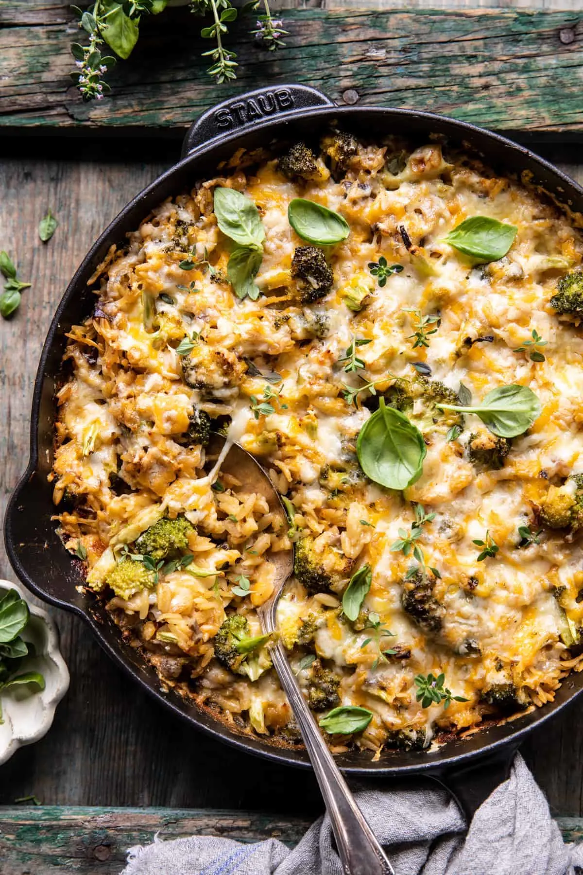 one-skillet-cheesy-broccoli-cheddar-orzo-bake