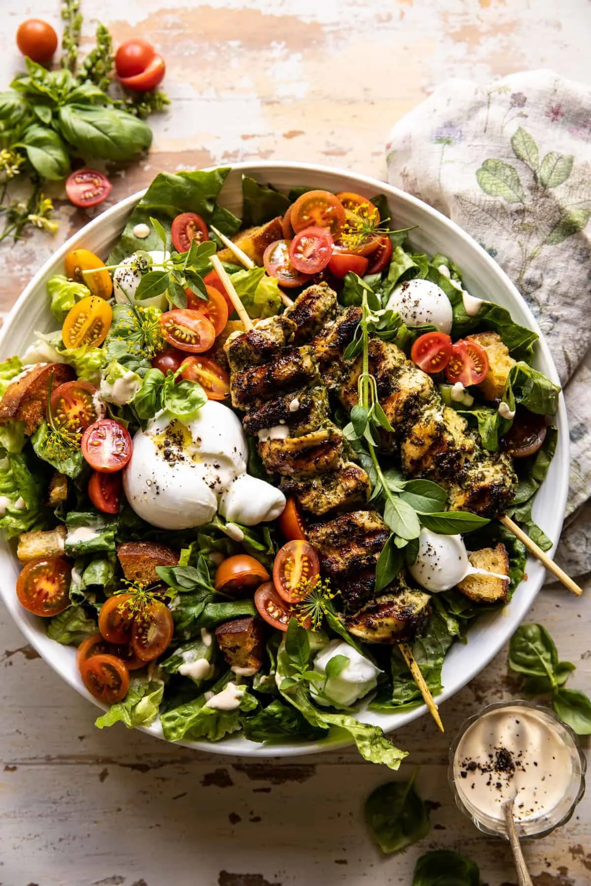 pesto-chicken-caesar-salad-with-tomatoes-and-burrata