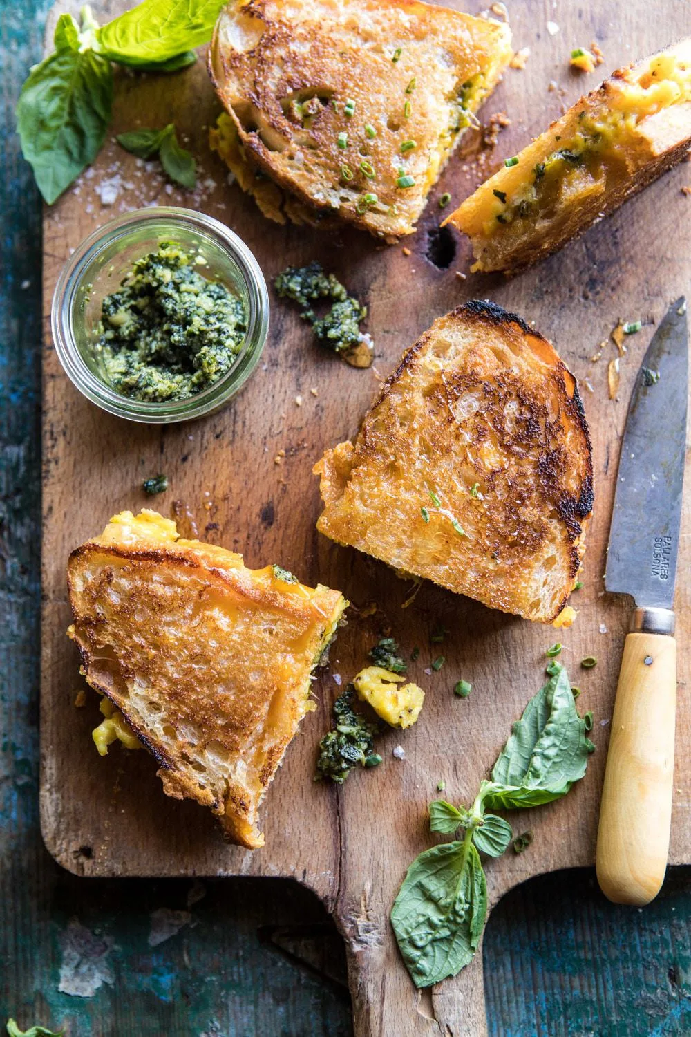 breakfast-grilled-cheese-with-soft-scrambled-eggs-and-pesto