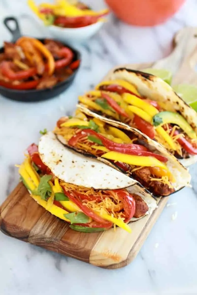 easy-chicken-fajitas-with-thai-mango-slaw-and-coconut-rice