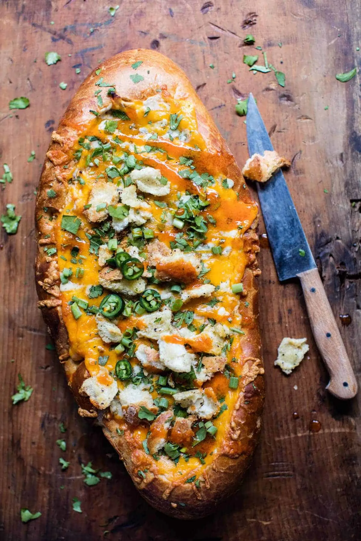 cheesy-buffalo-chicken-french-bread