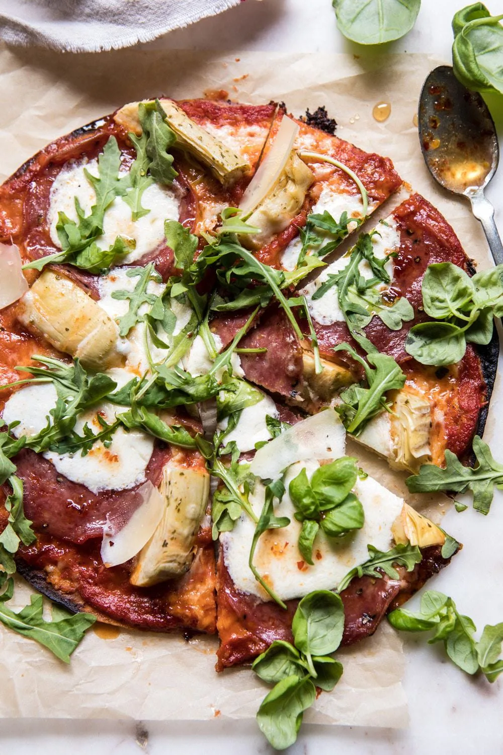 15-minute-thin-crust-pizza-with-arugula-and-hot-honey.