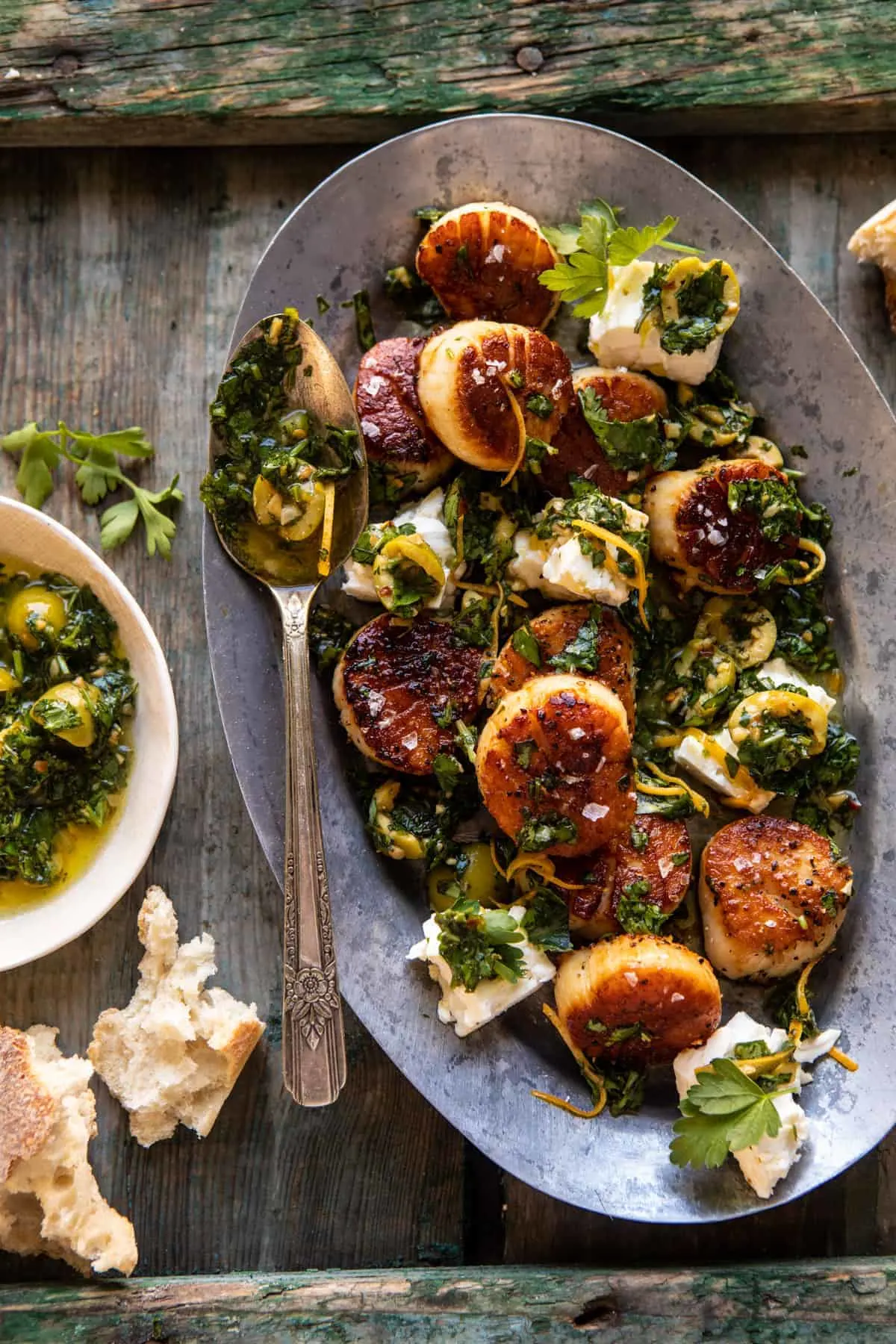 herbed-garlic-butter-scallops-with-lemony-feta-dressing.