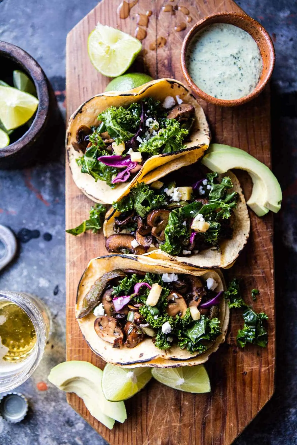 poblano-mushroom-tacos-with-cilantro-yogurt-sauce