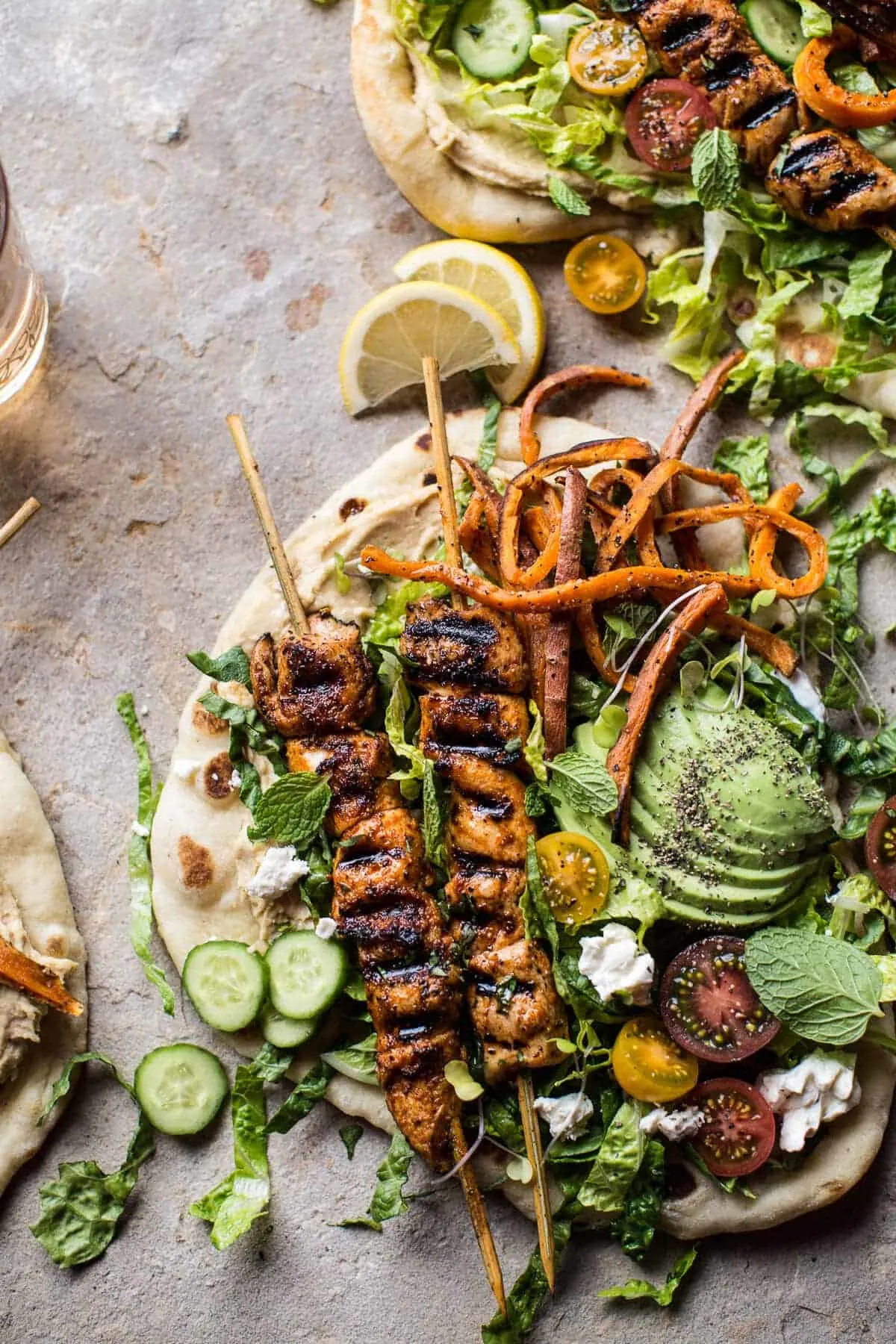 chicken-shawarma-naan-salad-with-sweet-potato-fries