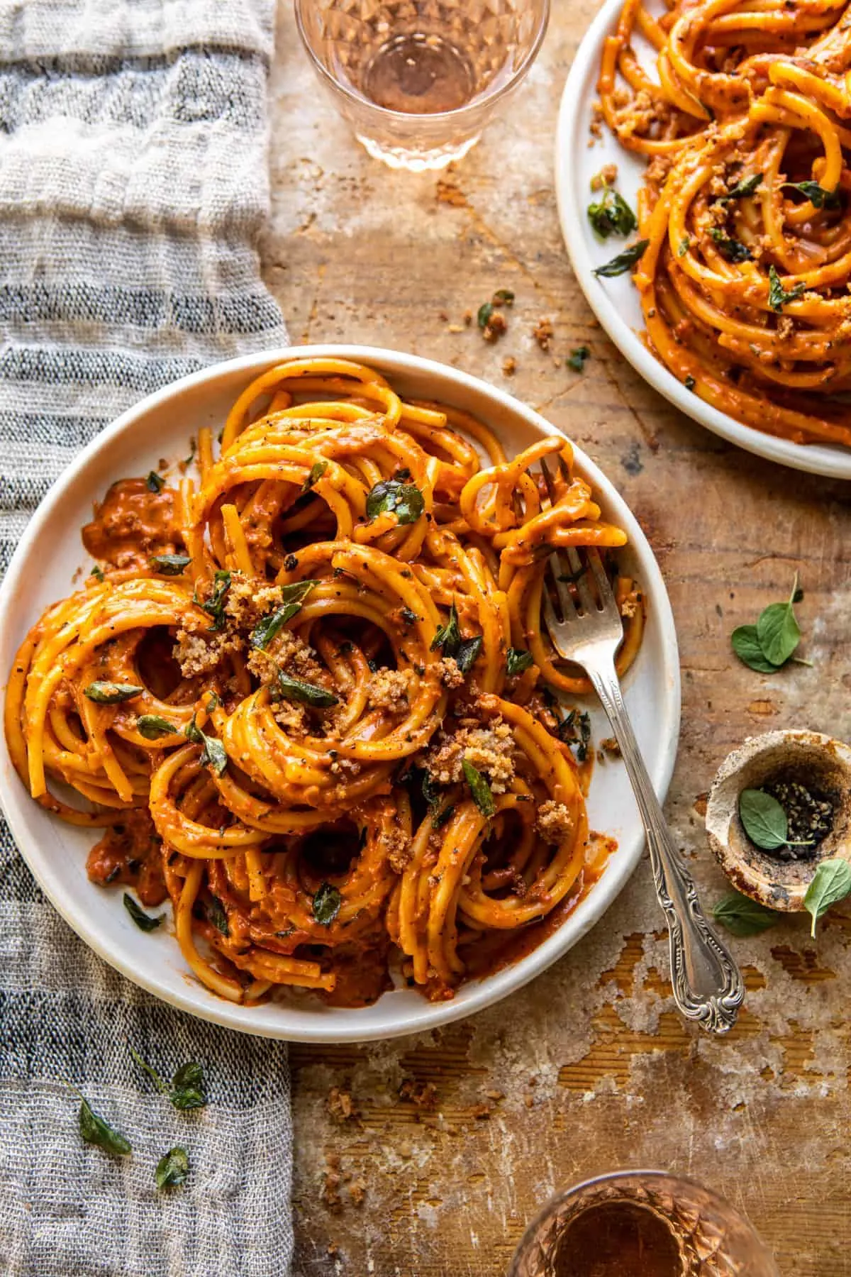 roasted-red-pepper-alla-vodka-pasta-with-cheesy-oregano-breadcrumbs.