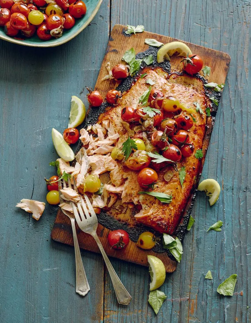 cedar-plank-salmon-with-blistered-tomatoes