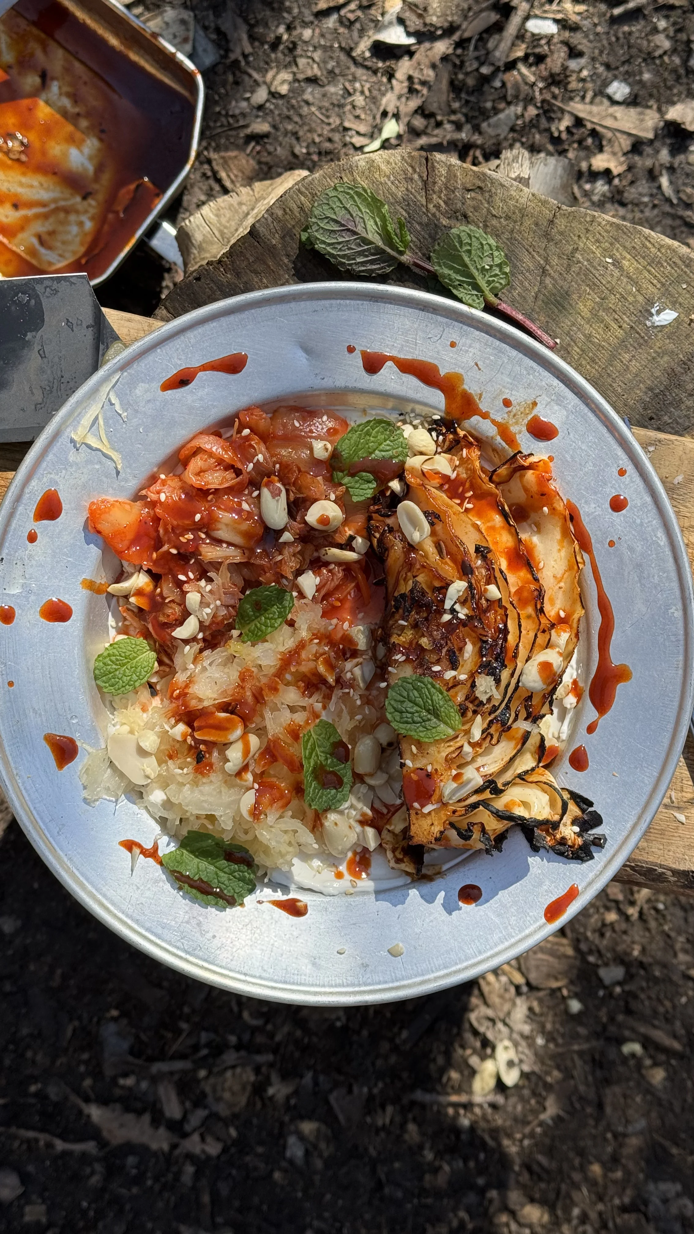 charred-hispi-cabbage-with-thai-lentils-and-smacked-kimchi-cucumber