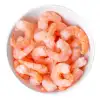 frozen cooked (or raw) shrimp, peeled + chopped