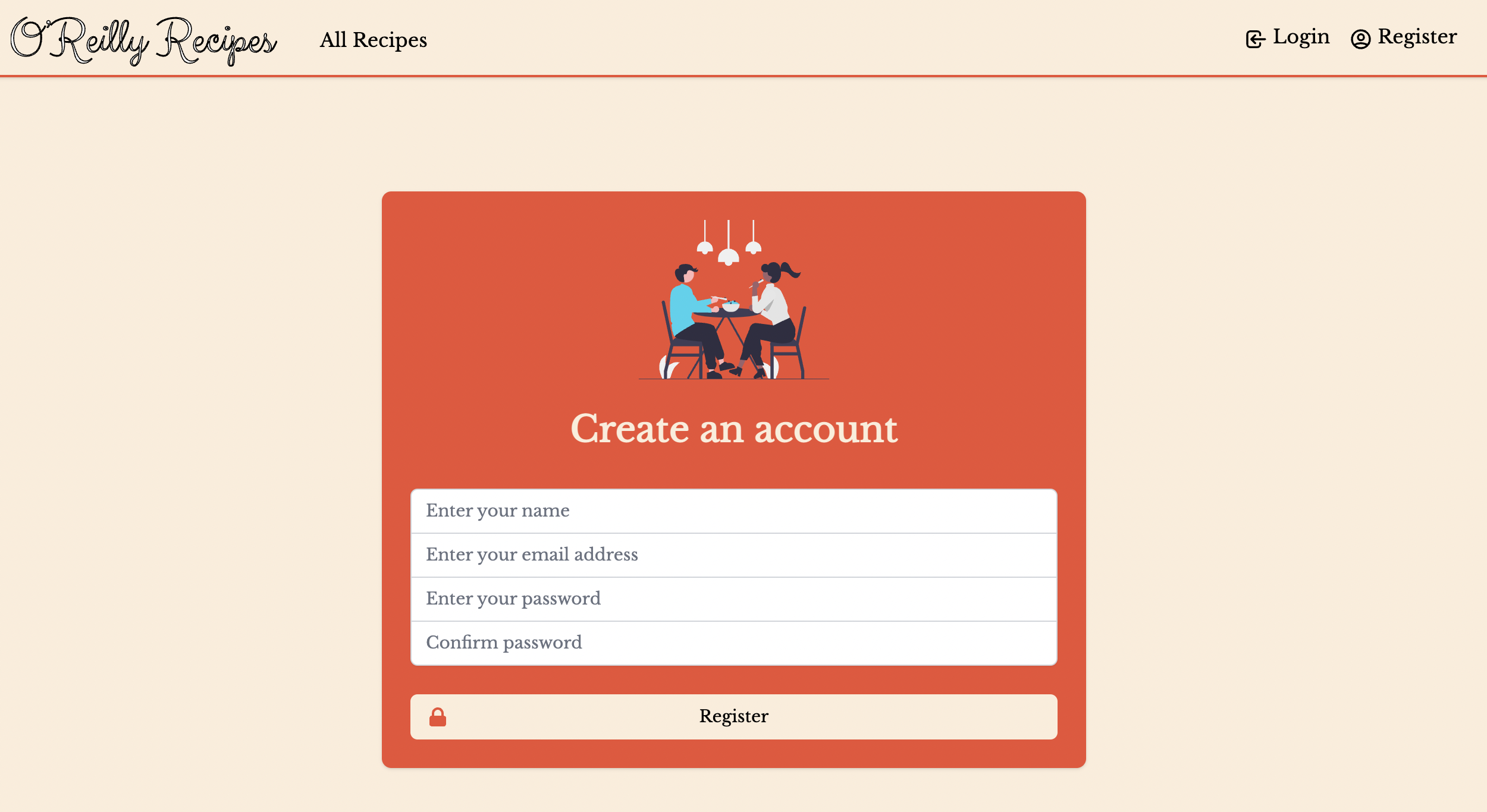 User registration page