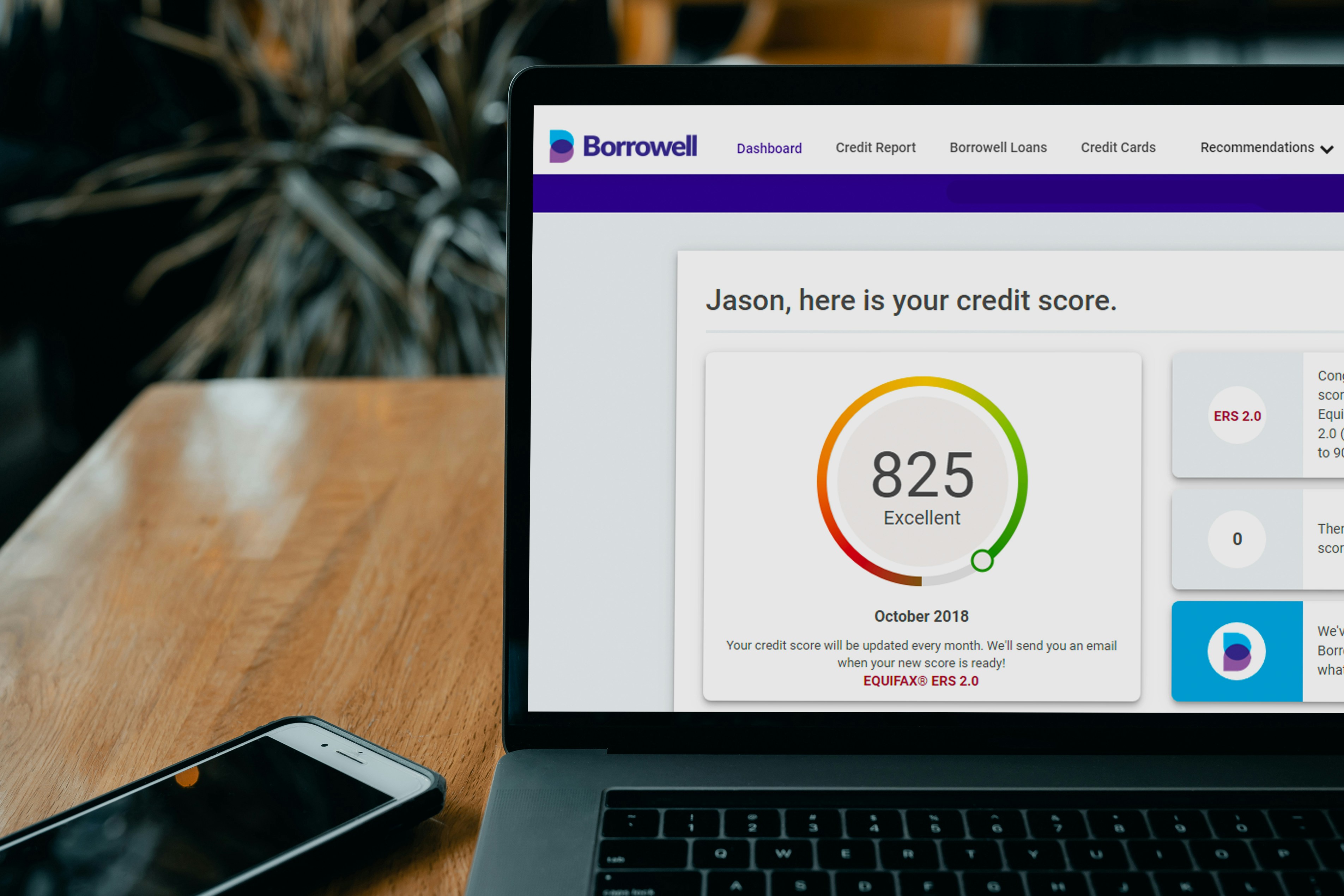Credit score website on a laptop