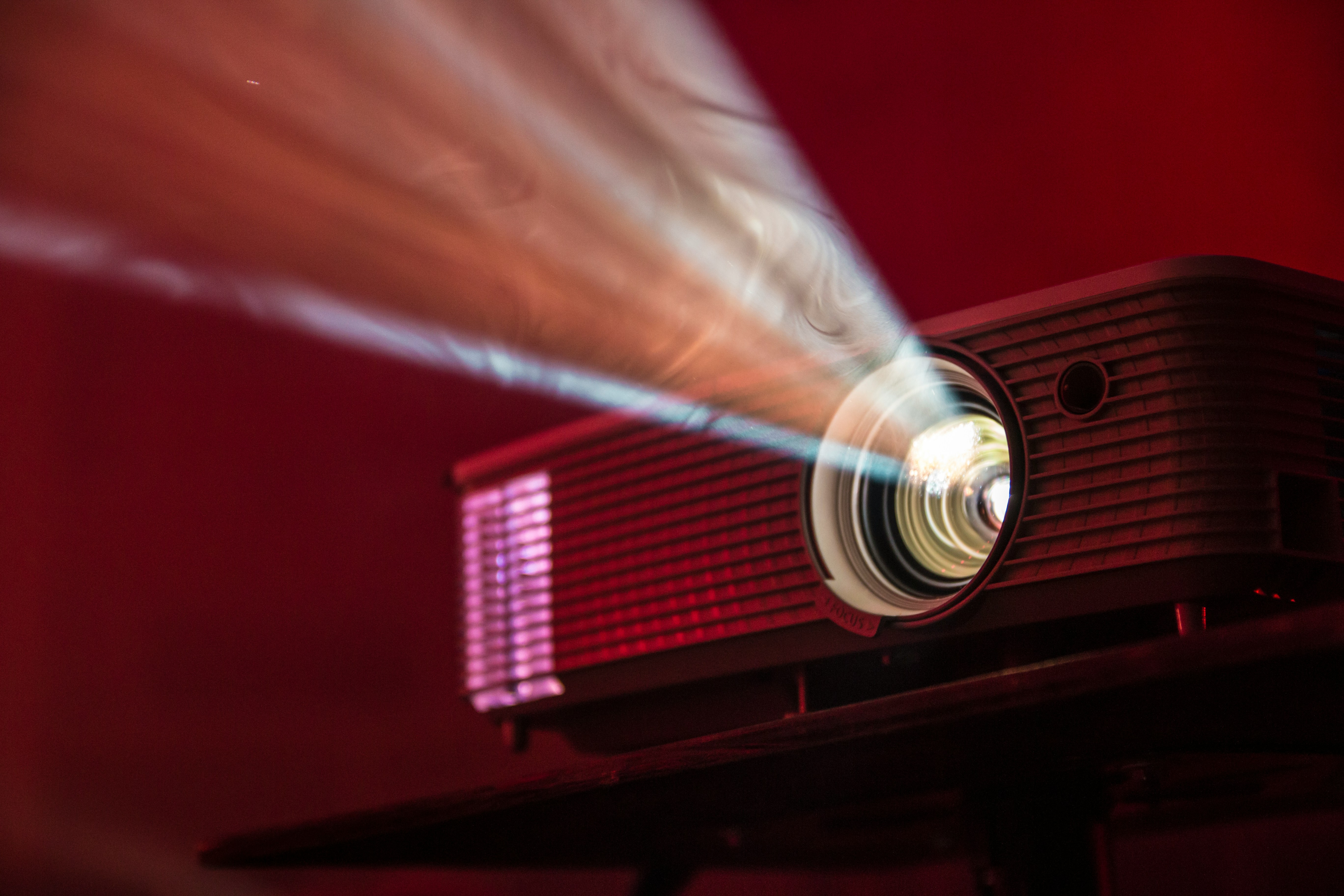 movie projector in red room