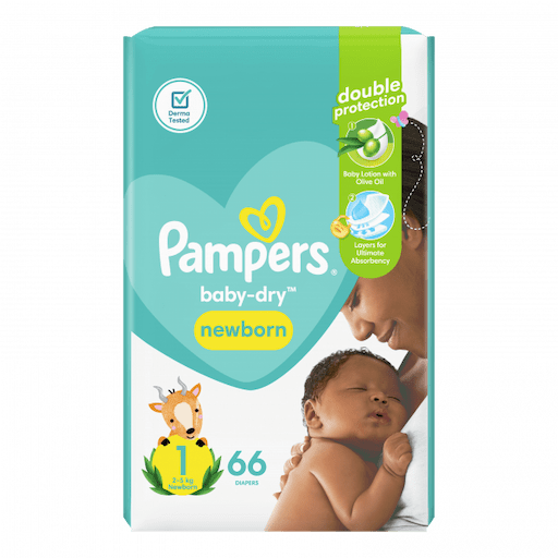 Pampers Newborn Diapers Jumbo Pack Size 1 (2-5kg, 66 Nappies)